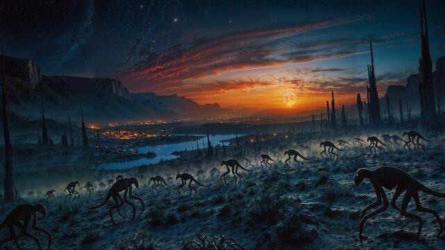 Nocturnal creatures that hunt during the permanent sunset of a tidally locked planet's edge.
