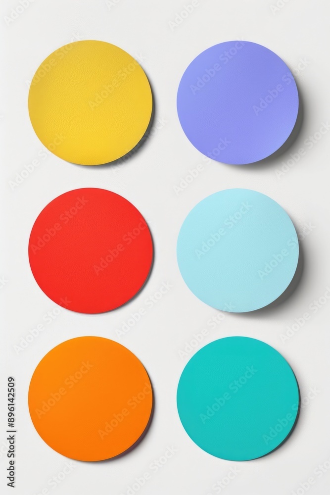 Poster a collection of colorful circles on a clean white surface, great for graphic design and art projects