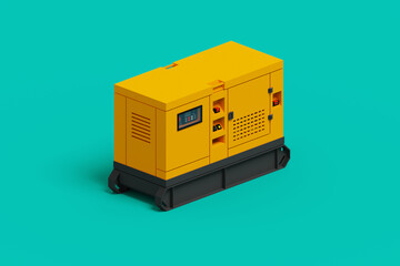 Orange generator centrally positioned on a clean, isolated background. This minimalist image...