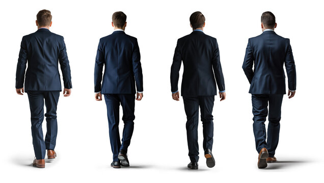 Businessmen walking away, transparent png, isolated on checkered background
