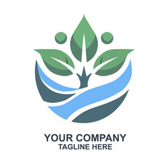 Ecology flat color logo with islated white bacground