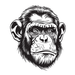 Obraz premium Sketch monkey face. Hand drawn doodle vector illustration.