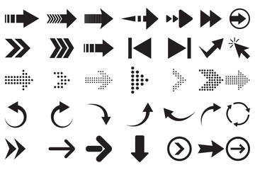 Arrow vector, icon collection. Arrows vector set. Mega set of arrow vector, silhouette. Modern simple arrows. Vector illustration.
