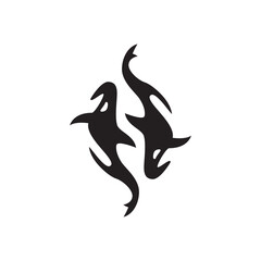 logo of orca shark fish  tattoos  silhouette  vector symbol icon ilustration design © nasya