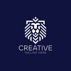 Lion head geometric vector logo design	