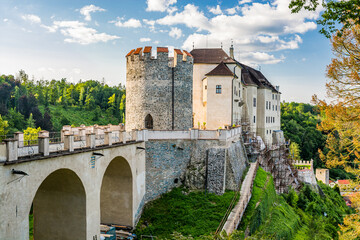 Cesky Sternberk, Czech republic - July 18, 2021.  Cesky Sterberk castle is of the mid-13th century, located on the west side of the river Sazava 