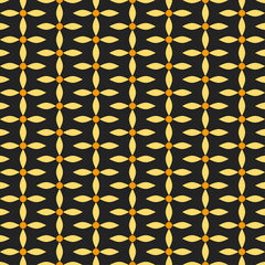 Beautiful seamless floral pattern, with four-petal leaf shapes on a black background. Suitable for various textile design purposes, tiles, wallpapers, backgrounds, etc.