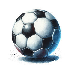 Fototapeta premium Soccer ball watercolor vector illustration, effect background Beautiful watercolor spreads, on a transparent background, clipart, isolated.