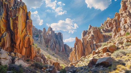 Rocky mountain terrain with dramatic rock formations