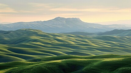 Fototapeta premium Rolling hills leading up to a distant mountain range