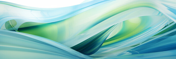 Fototapeta premium Undulating Glass Texture - a pattern of abstract, wavy glass elements in shades of blue and green