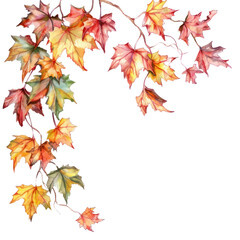 Fototapeta premium PNG Autumn leaves watercolor illustration