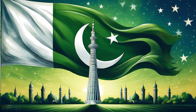 Pakistani Flag wave on Minar-e-Pakistan