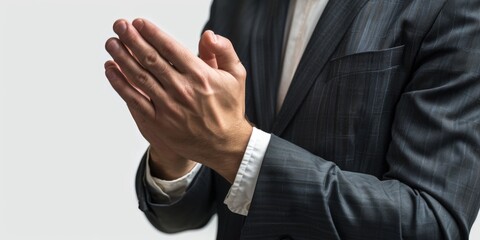 Obraz premium A person in a business suit clapping their hands