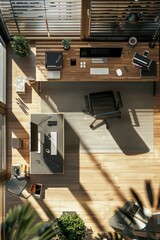 Naklejka premium A home office setup featuring a computer desk and chair, ideal for remote work or studying
