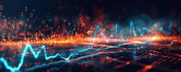 Fototapeta premium ECG heart rate monitor with a glowing blue line.