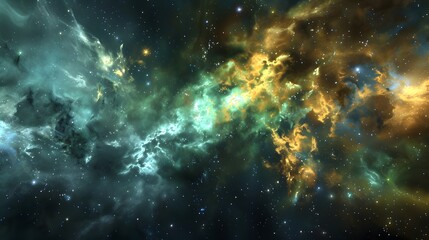 Naklejka premium A cosmic scene featuring a dark and starry space background with nebulae