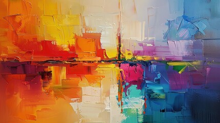 Abstract Painting with Bold Colors and Textures