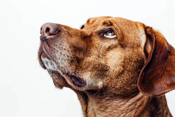 Obraz premium Close-Up Portrait of a Brown Dog Looking Up
