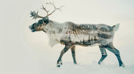 majestic deer walking in the snow