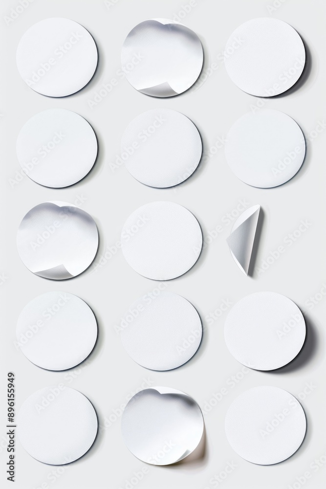 Poster a collection of paper circles arranged on a white surface