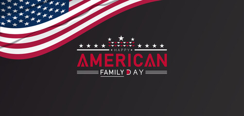 Patriotic American family day background with flag and text, symbolizing togetherness