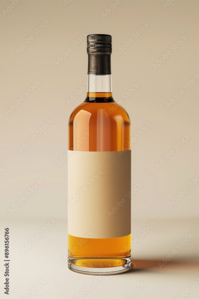 Poster a bottle of whiskey sits on a table, ready for use