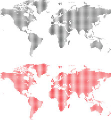 Dotted World Map : red  and black