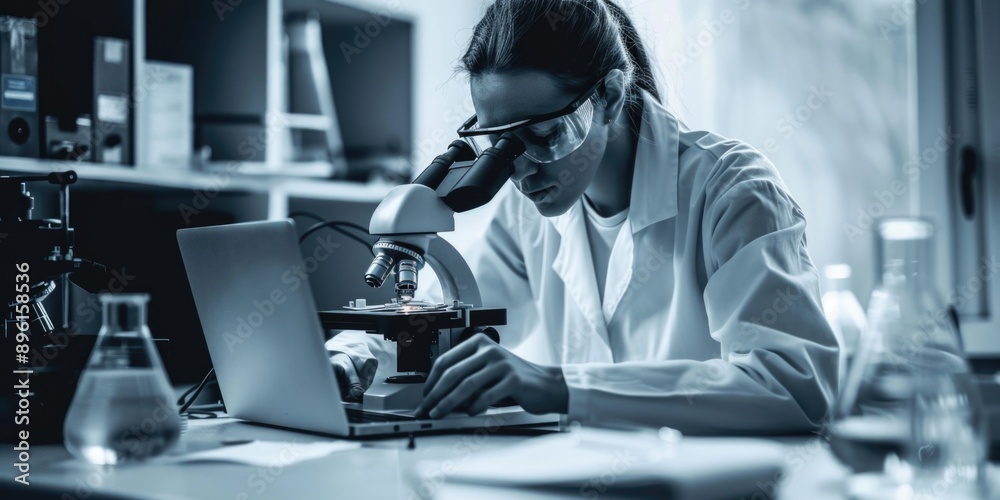 Poster scientist studying microscopic life forms up close