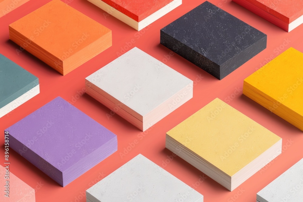 Aufkleber a collection of colorful blocks arranged on a pink surface
