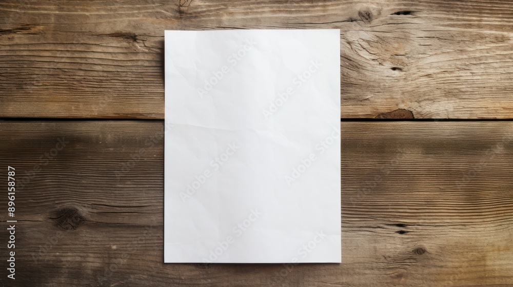 Poster blank white paper sheet on old wall background.