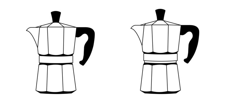 Cartoon Italian coffee moka pot, coffee Percolator icon. Kitchen tools. Coffee can or pot, espresso machine. coffee maker or moka pot. Italy hot coffeemaker.