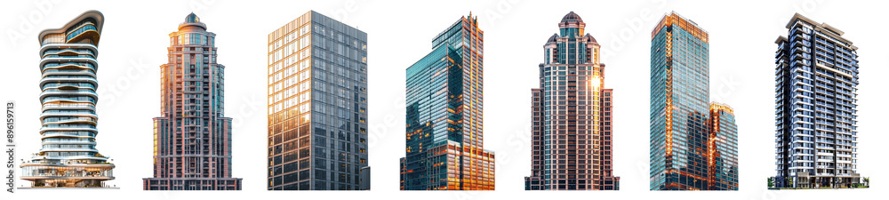 Wall mural modern office building png cut out element set