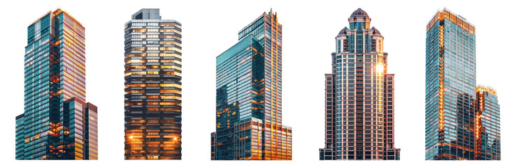 Modern office building png cut out element set