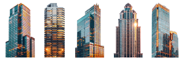 Modern office building png cut out element set
