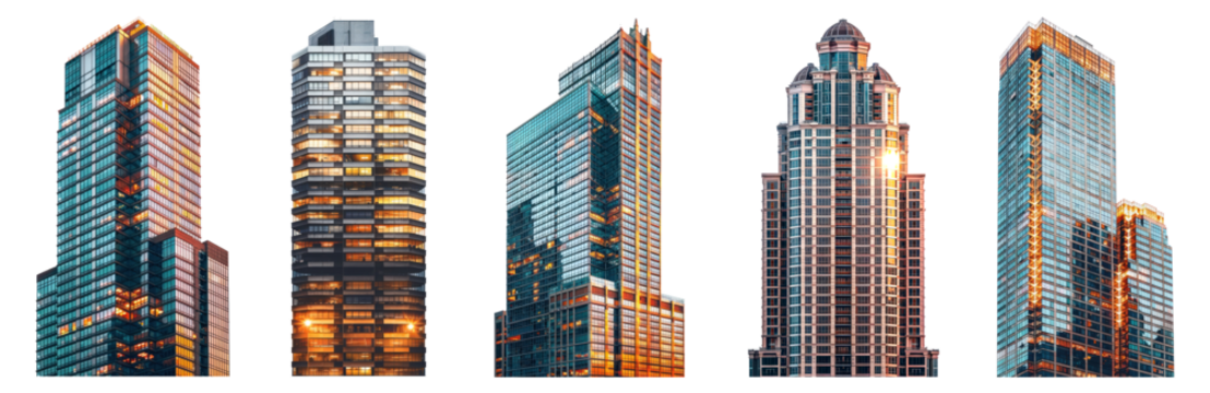 Modern office building png cut out element set