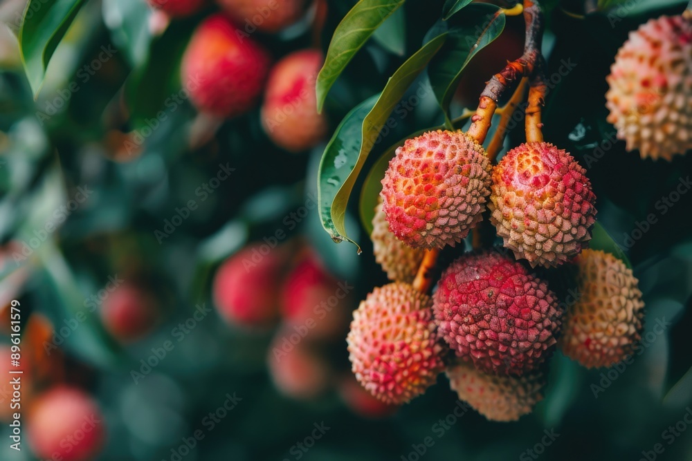 Poster A colorful array of fruits suspended from the branches of a tree, ripe for the picking