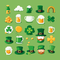 St Patricks day vector illustration icon elements symbols