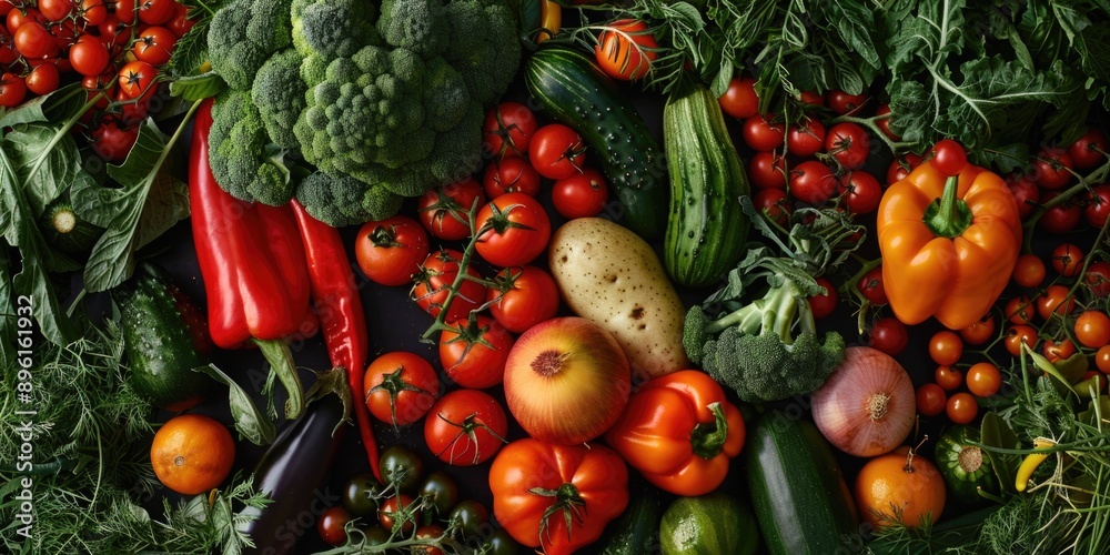 Poster a colorful mix of fresh vegetables on display