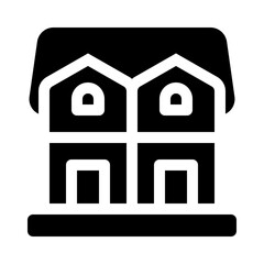 semi detached glyph icon