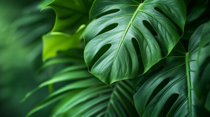 Macro shot of a rare Monstera with its fine leaf divisions