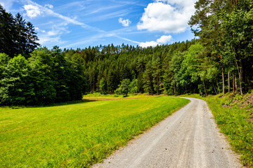 Fototapeta premium Eine schöne Fahrradtour durch Südthüringen über Wasungen, Walldorf bis zum Aussichtspunkt auf der Hohen Geba in der Rhön - Thüringen - Deutschland