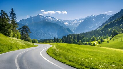 Serene Journey. Explore the picturesque roads of the Austrian Alps concept