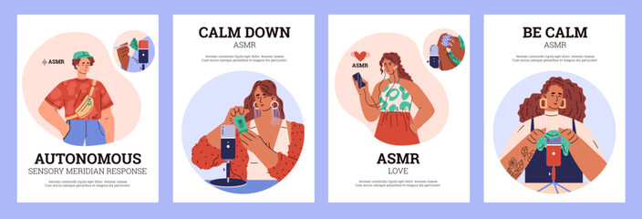 Fototapeta premium ASMR-themed banners vector set