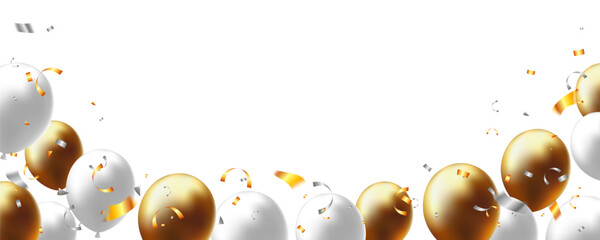 Happy birthday background with white and gold balloons © Little J