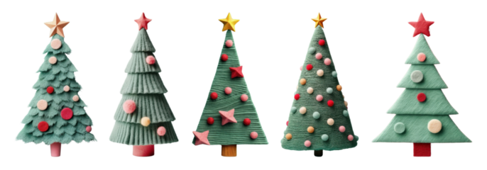 Crafts christmas tree decoration png cut out element set