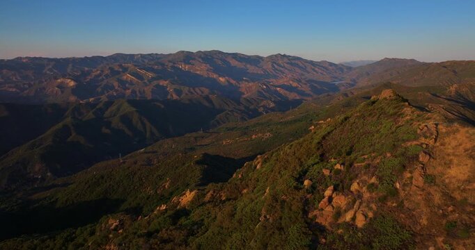Sunset Santa Barbara Mountains California Aerial Video