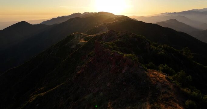 Sunset Santa Barbara Coast Mountain Aerial Video