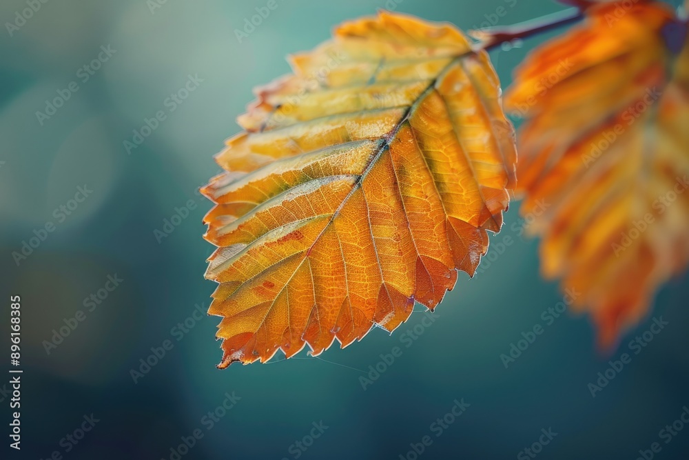 Poster A detailed view of a single leaf on a tree branch