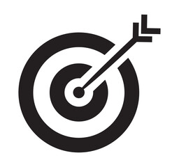 target icon. successful shot in the darts target. isolated on white background. vector illustration